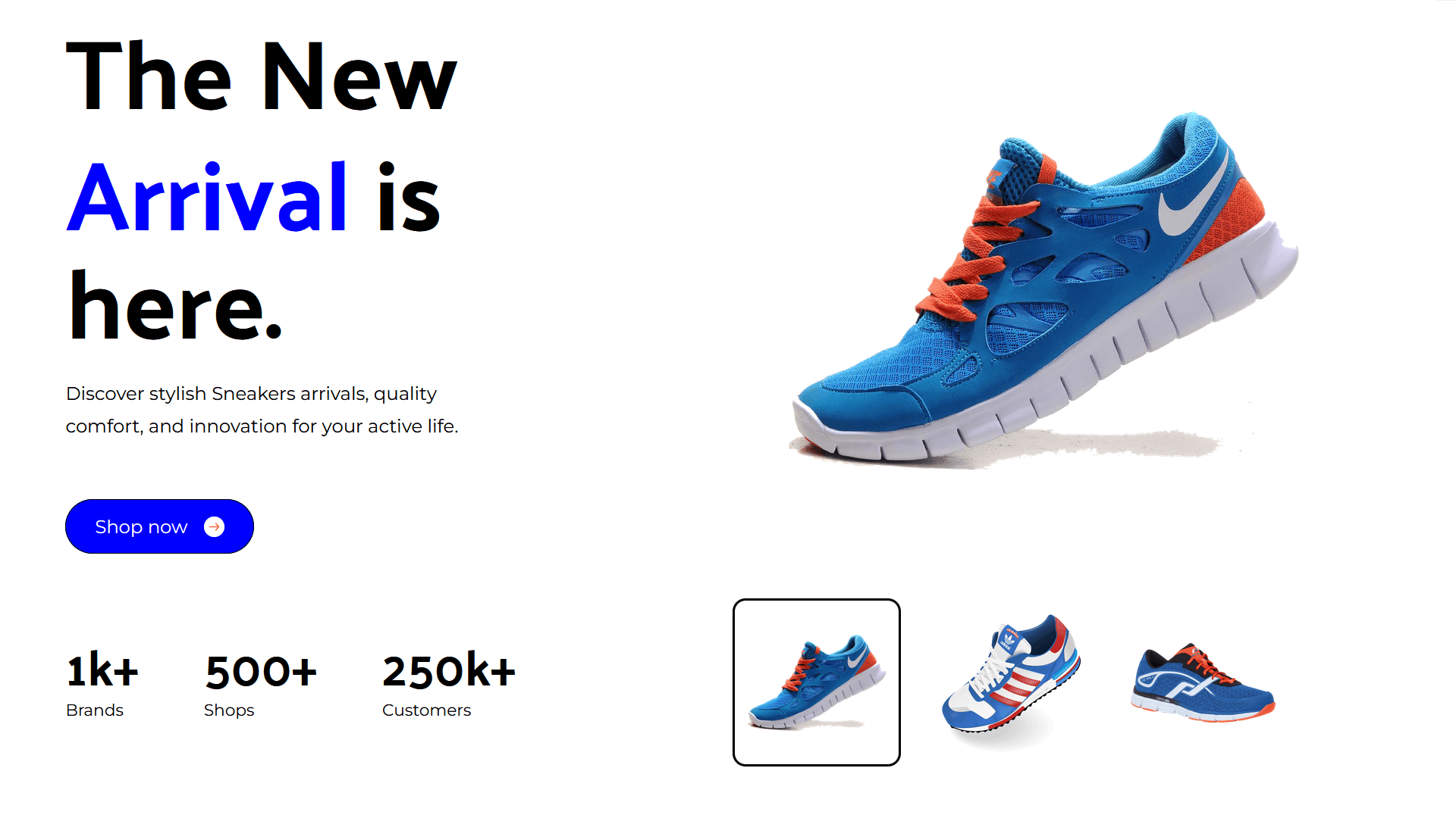 Screenshot of Sneakers Shop project