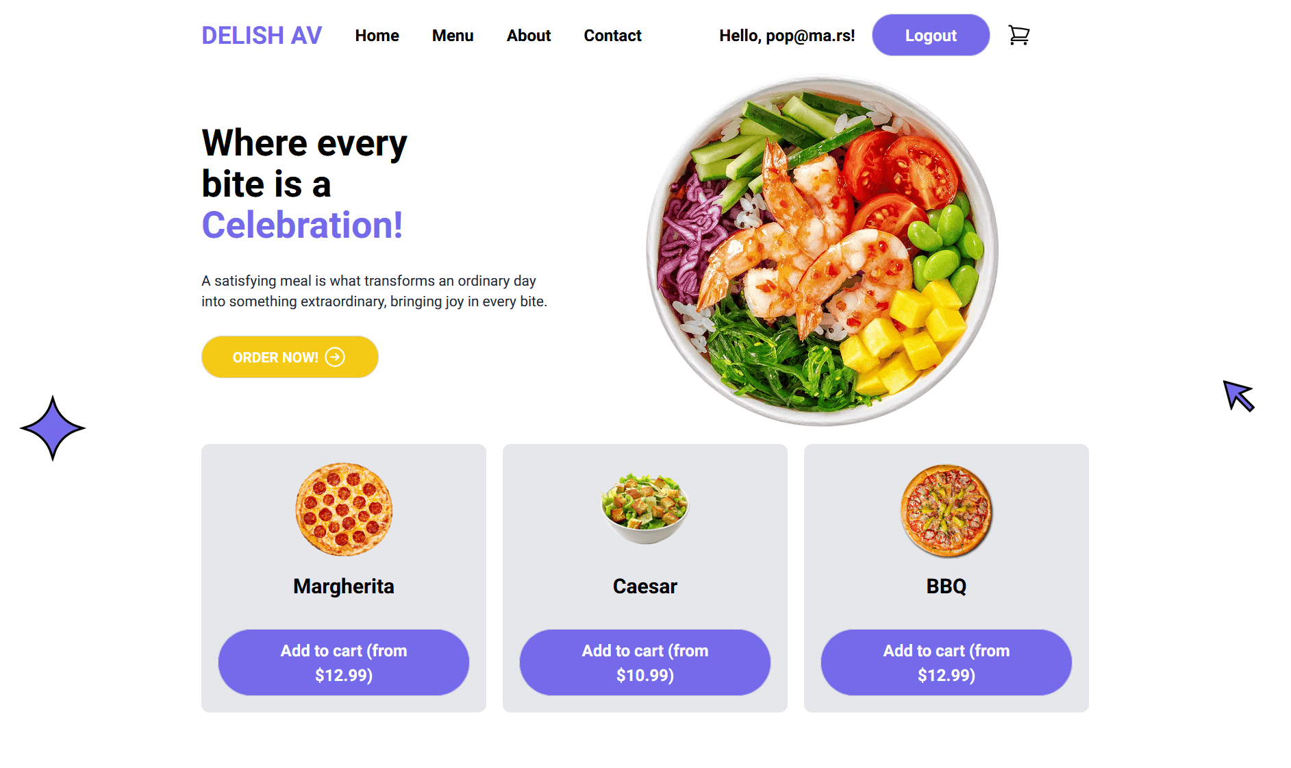 Screenshot of Food Ordering project